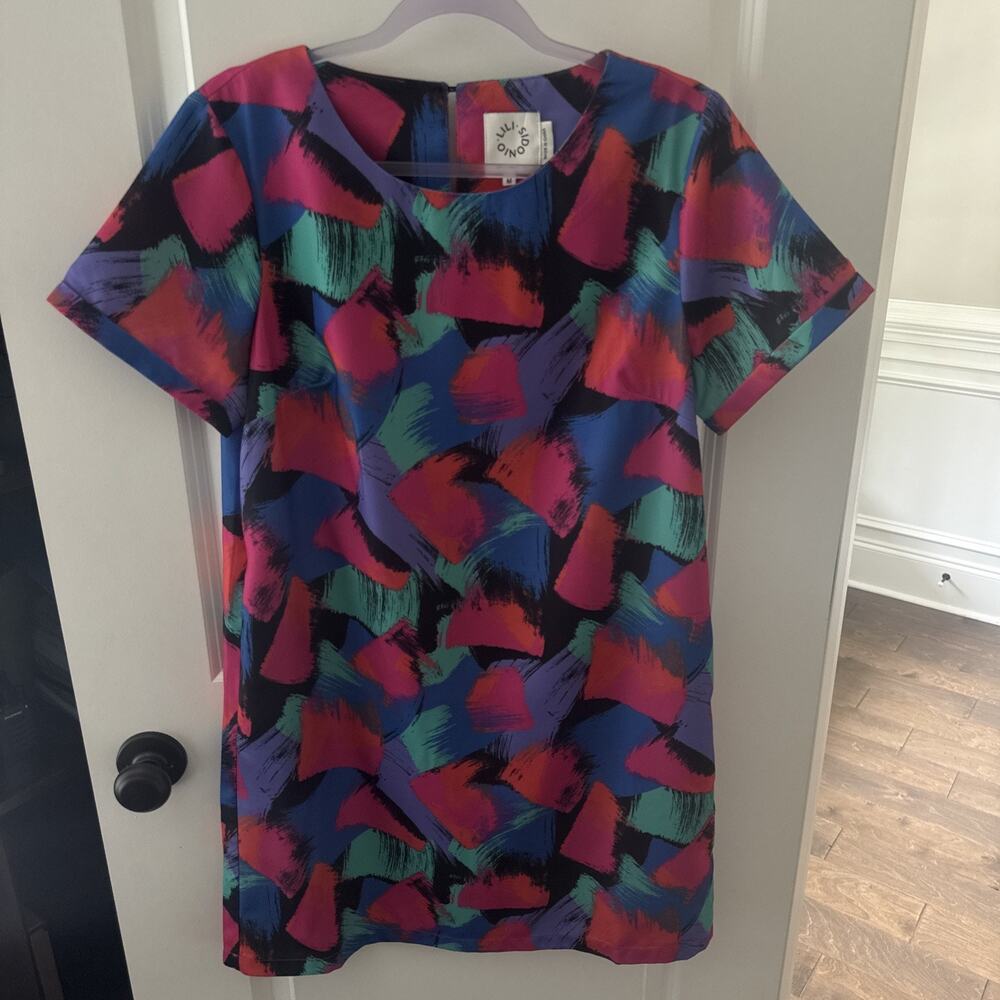 Women’s LiLi Sidonio 90s Colorful Short Sleeve Dress Size Medium Swatch